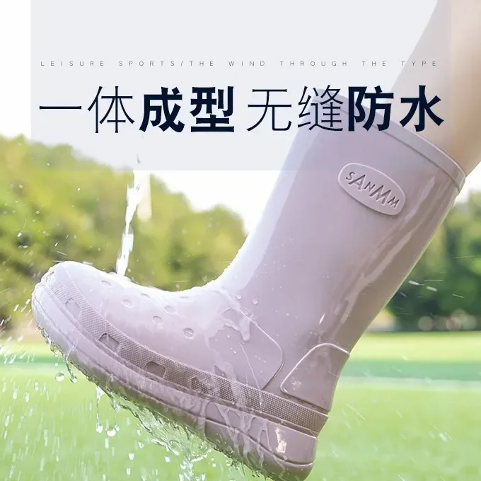 Waterproof rain shoes women's drum rain boots women's one-piece water shoes non slip rubber shoes for external wear