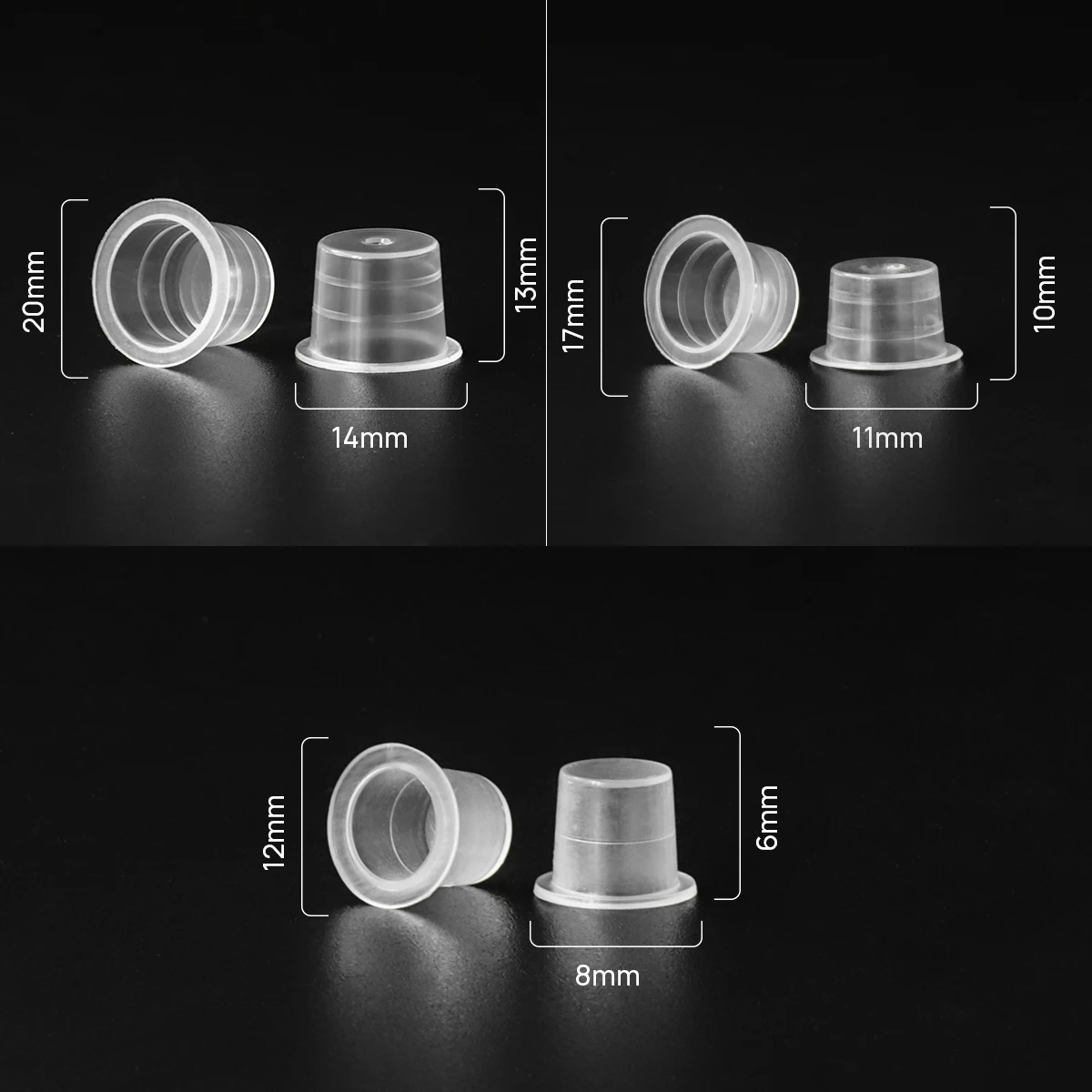 DM Top Quality 1000pcs Disposable Plastic Tattoo Ink Cups Permanent Makeup Pigment Clear Holder Container Cap Tattoo Accessory