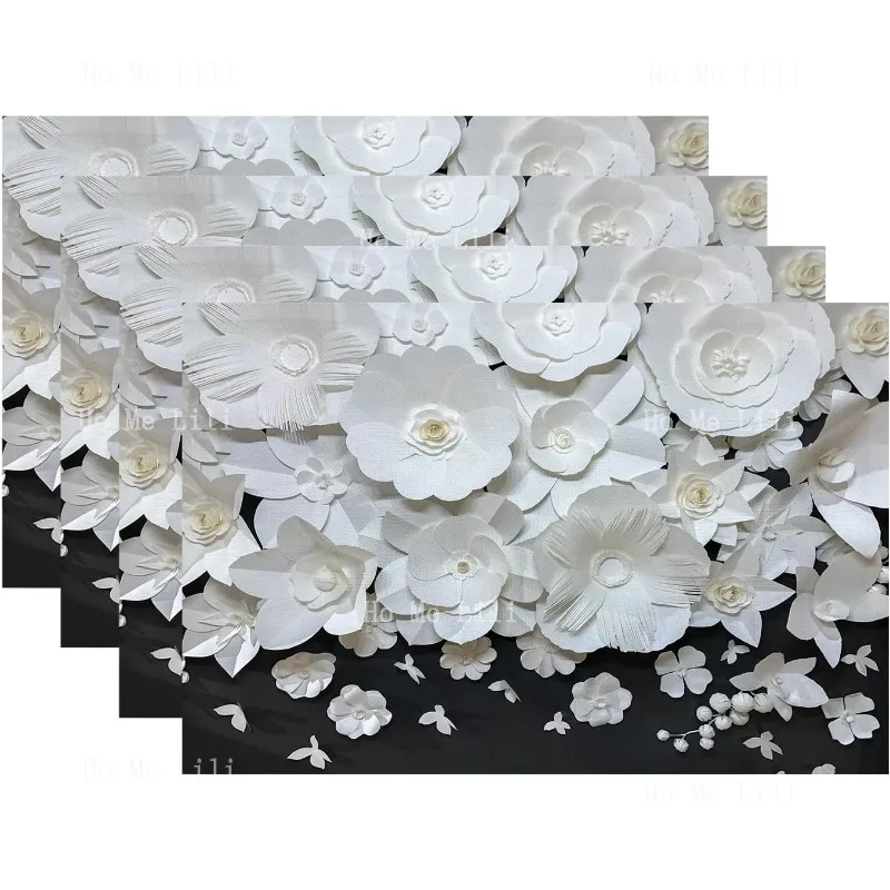 

Белые весенние салфетки с цветочным принтом, черные зимние моющиеся льняные коврики для кухонного стола, двойной изоляционный декор, обеденный набор