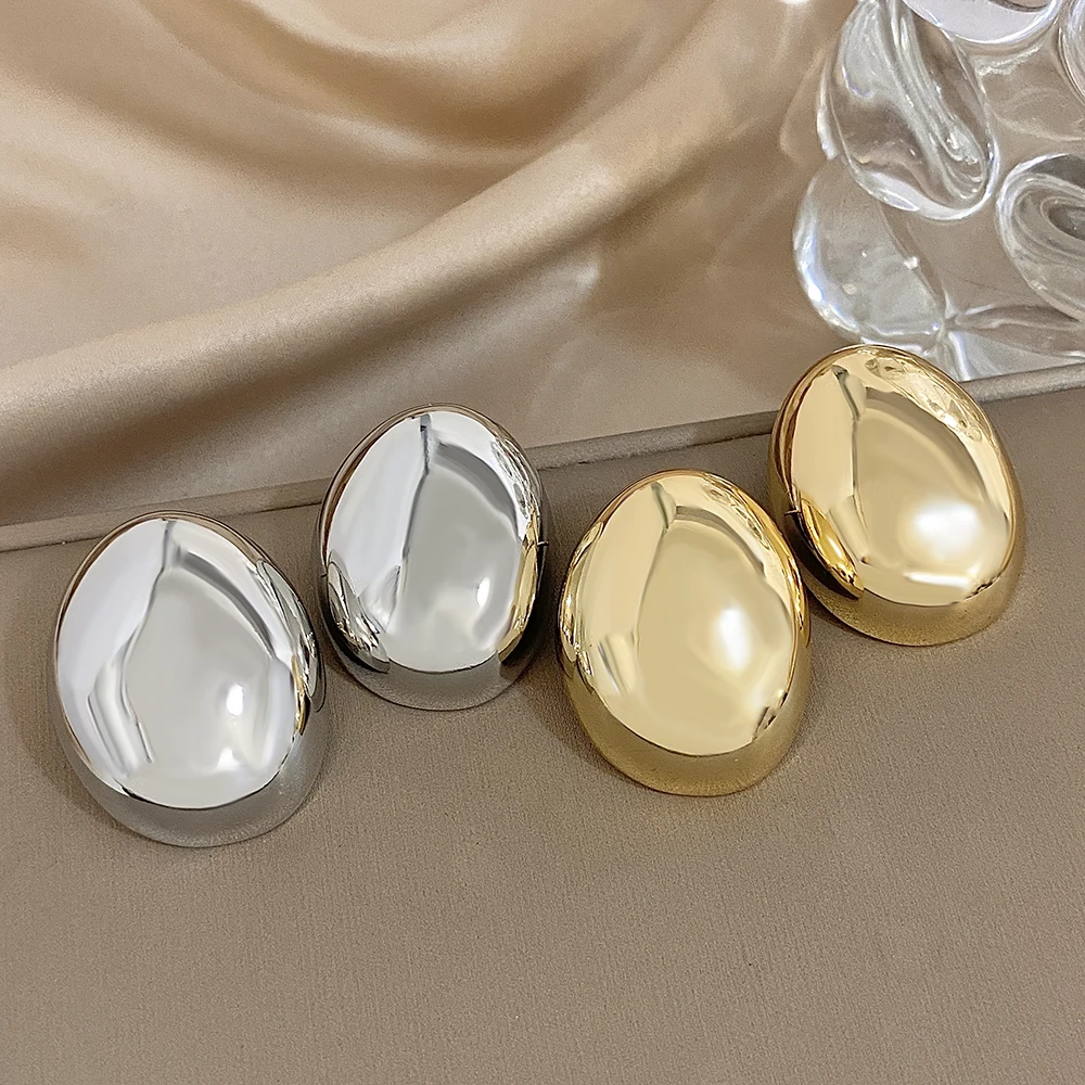 

DODOHAO New in Ellipse Smooth Stud Earrings For Women Mini Earrings Gold/Silver Color Polished Fashion Jewelry Gifts For Her