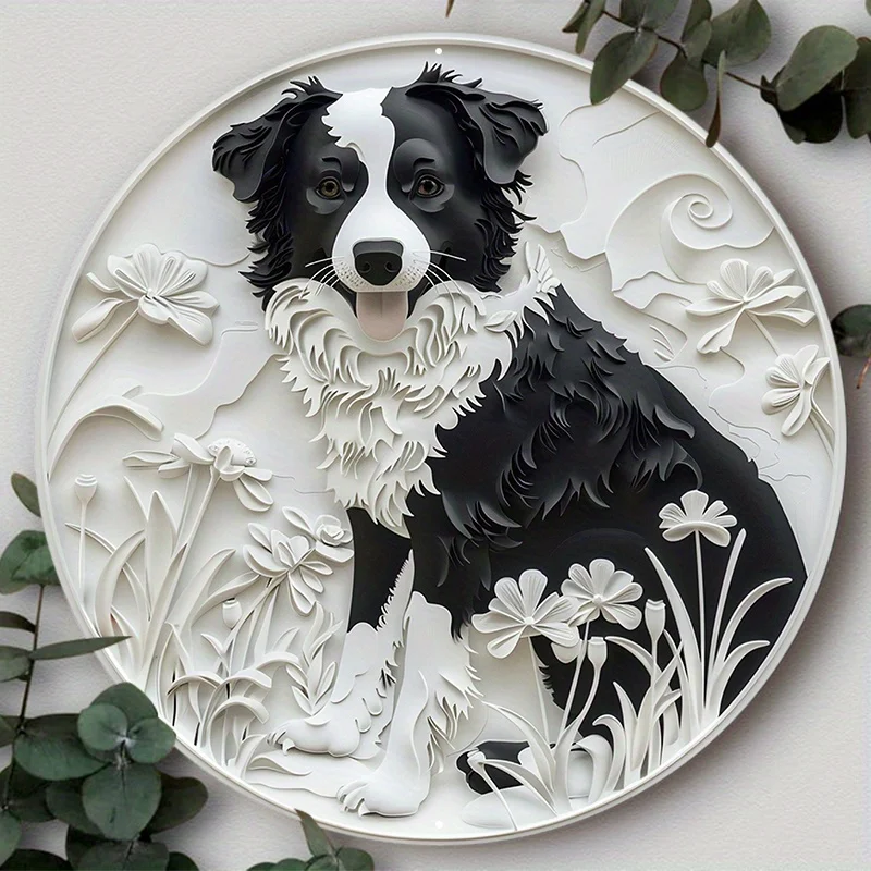 

Round Metal Sign Mask Theme Cute Dog Gift Aluminum Art Plates for Cafe Bar Club Yard Home Office Wall Decorative Decor