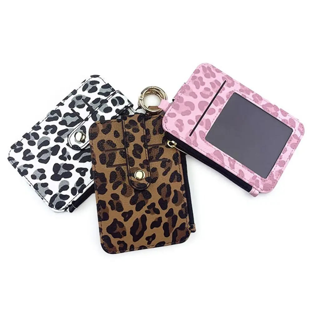 

Gift Leopard Print Credit Cards Holder Slim Multi-function Waist Bag Multi-Cards Slot PU Leather Zipper Coin Purse Outdoor