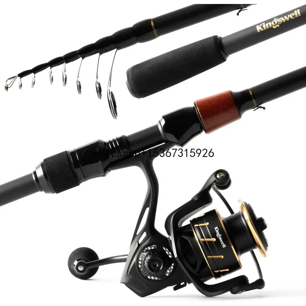 Fishing Rod and Reel Combo, Premium Graphite Carbon Collapsible Fishing Pole with Spinning Reel, Portable Travel kit