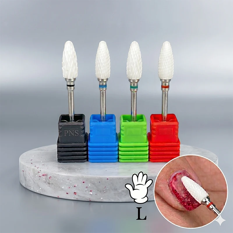 Linkshändige Keramik-Nagelbohrer, Hochgeschwindigkeits-Profi-E-File-Schleifköpfe für Gel-Nagellack- und Acrylentfernung, Fein bis Extrafein
