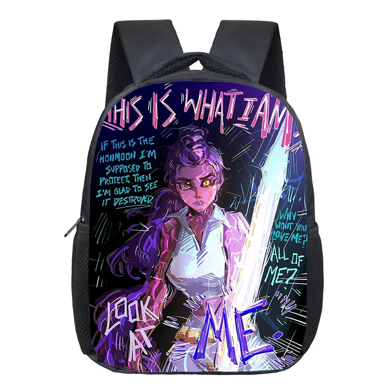 الكرتون KPop شيطان الصيادين المدرسية صبي فتاة حقيبة ظهر عادية 12 بوصة موضة لتقوم بها بنفسك حقائب الظهر طفولية لطيف وتنفس Mochila
