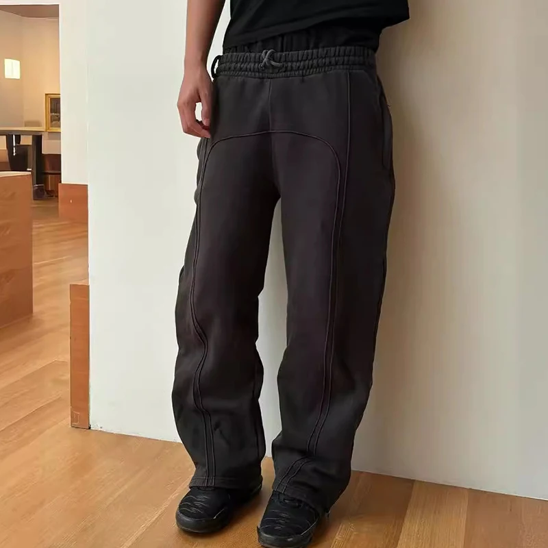 

2000s American Solid Color Casual Pants Hip-hop Drawstring Waist Straight Sweatpants Spring Street Trend Harajuku Loose Pants
