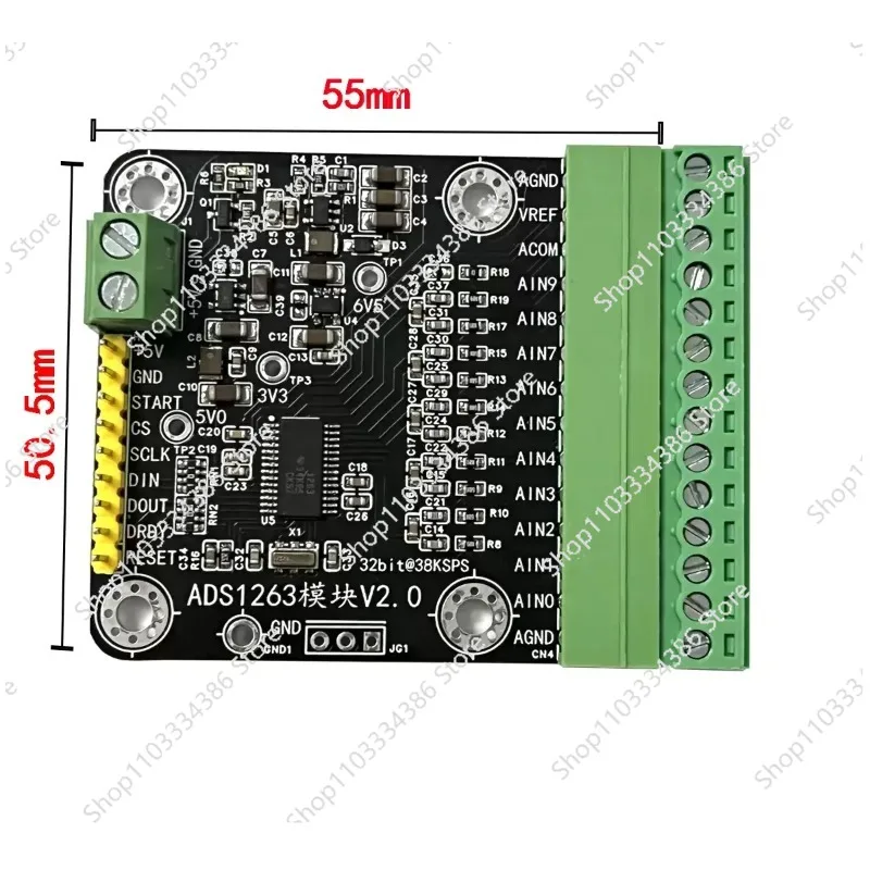 ADS1263 10-Channel 32-Bit Precision Low-Speed ADC Data Acquisition Module for Analog-to-Digital Conversion with 38K Sampling