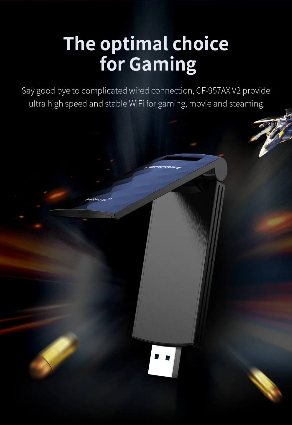 Comfast-USB 3.0を搭載したwifiアダプター,PC,ラップトップ用の高速ネットワークカード,アンテナ,ax1800,2.4g,5g,1800mbps,wifi 6