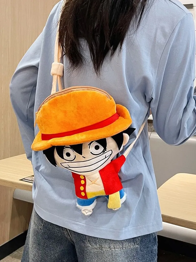 

One Piece Luffy Plush Crossbody Shoulder Bag Cute Cartoon Anime Convention Cosplay Backpack/Bag For Daily Casual Use Anime Fans