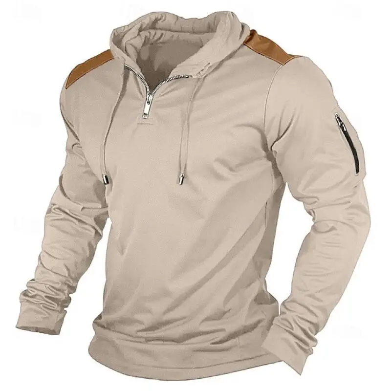 Autumn Winter Men's Casual Long Sleeve Hooded Sweatshirts Chic Patchwork Sports Pull On Hoodie Male Fashion Hooded Hoodies Tops