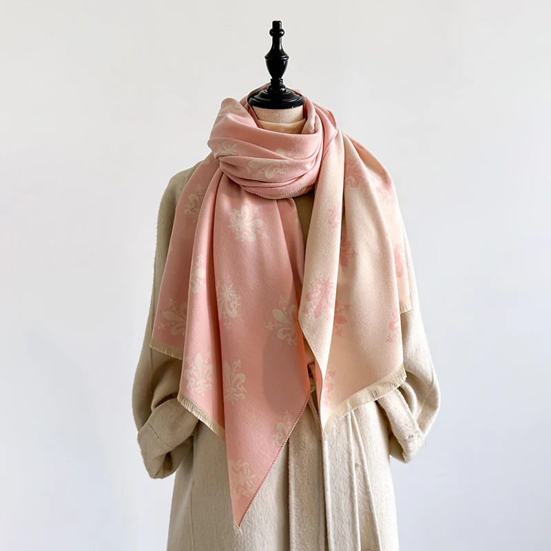 Luxuriöser, dicker, warmer Pashmina-Wickelschal aus Kaschmirimitat für Damen im Winter mit Stern-Jacquard-Design für Freizeitkleidung – Detail 16