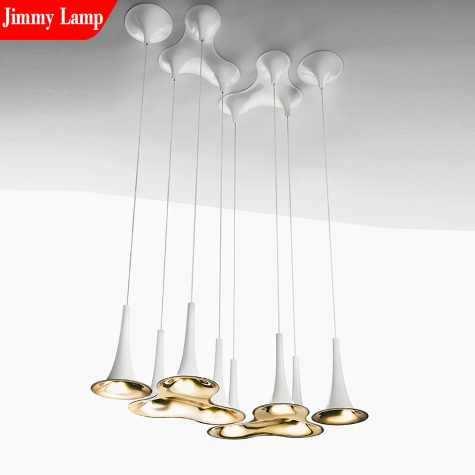 

Jimmy Nordic Minimalist LED Gold White Pandent Light for Bedroom Study Dining Living Room Kitchen Island Bar Decor Fixture