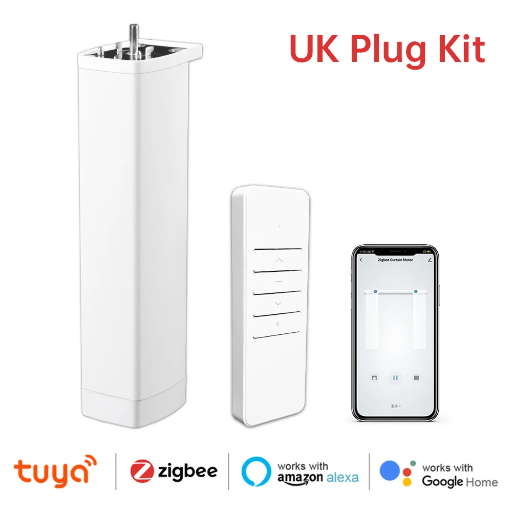 Werk met Tuya Wifi/Zigbee elektrische gordijnsluitermotor met RF-afstandsbediening 22,5 cm formaat APP-bediening Alexa Google Home SmartThings