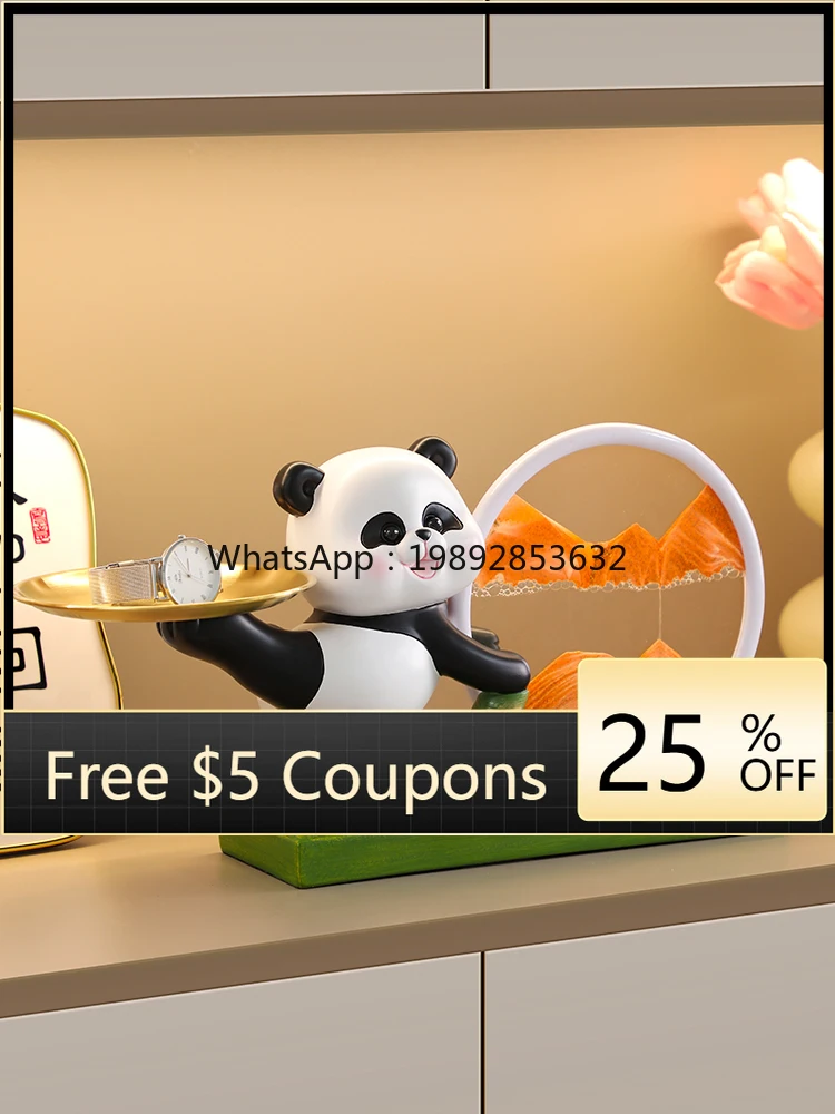 

Панда струящаяся картина из песка, украшение для входа, гостиная, ТВ-шкаф, домашний декор, подарок на новоселье