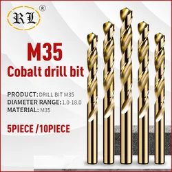 RL HSS M35 avec foret Cobalt 3.2, jeu de forets acier haute vitesse, forets hélicoïdaux de 1 à 13mm, tige ronde pour bois et métal