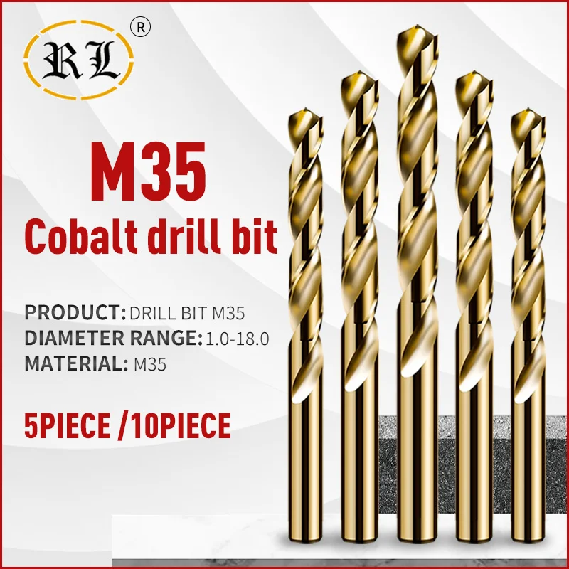 RL Cobalt-Containing M35 Metal Drill Bit Set Fully Ground Stainless Steel Brocas 3.2 4.2 Amazing Tool M42 Cobalt1.0 5.2 6.0 8.0