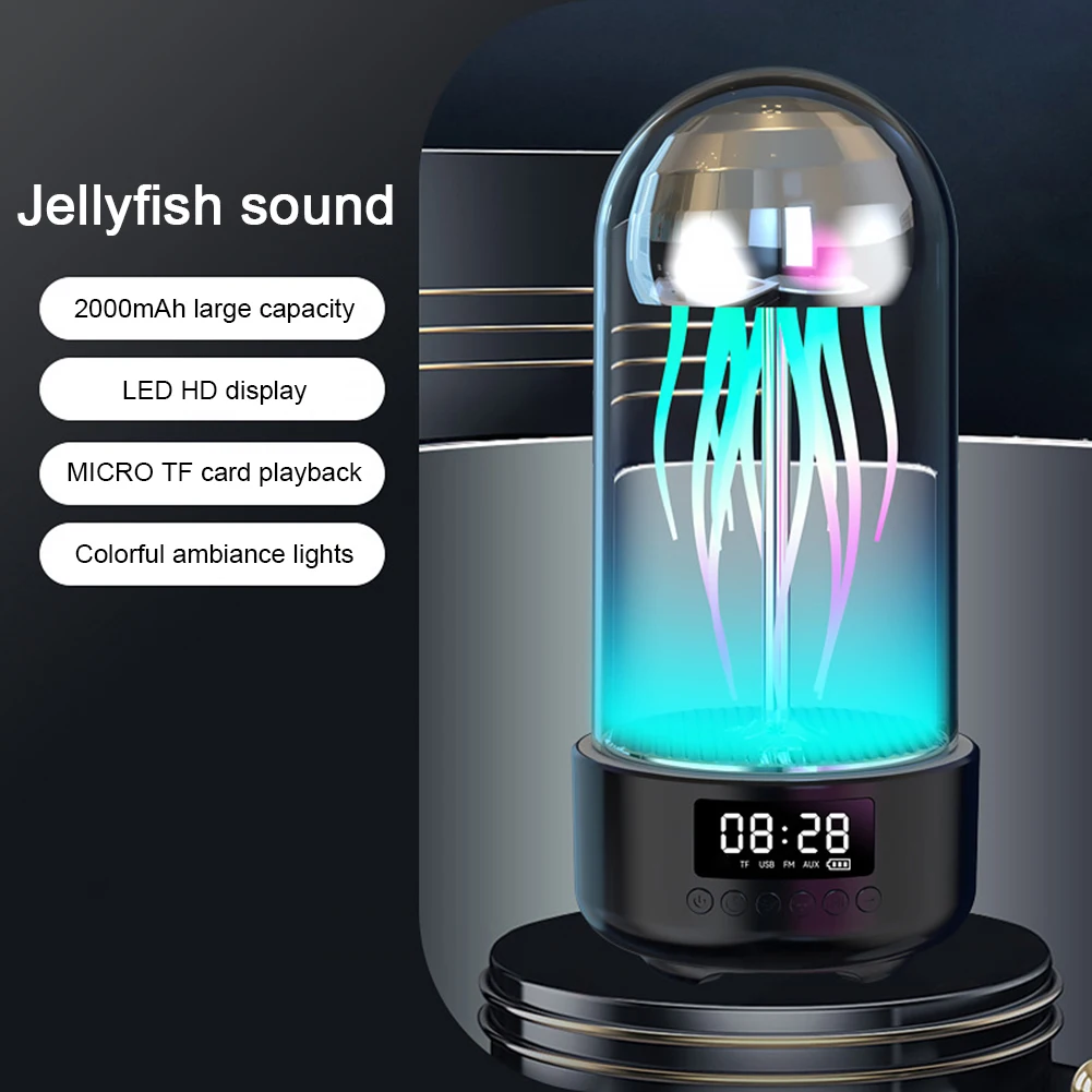 Bluetooth-Compatible Mechanical Jellyfish Speaker with 7 Color Light Smart Jellyfish Speaker Subwoofer for Home Decor