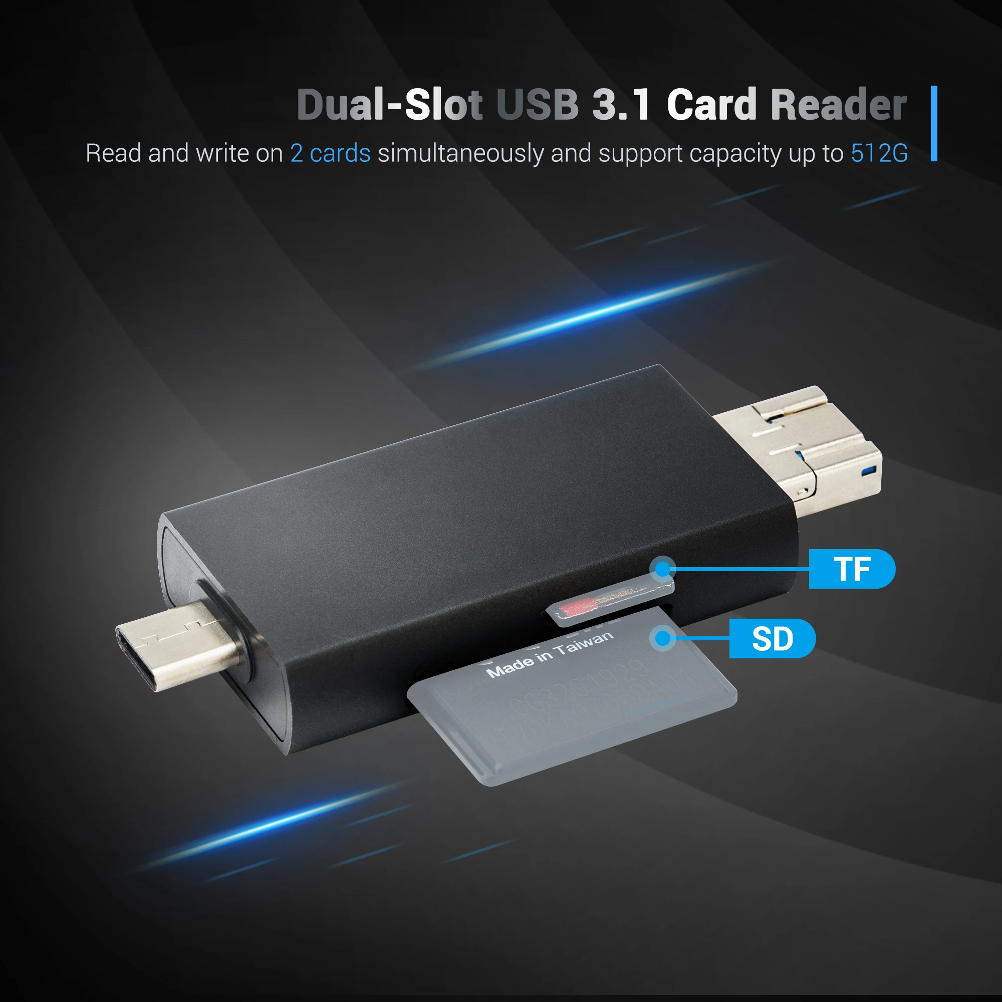 JJC 3 Trong 1 Đầu Đọc Thẻ Micro SD Đầu Đọc Thẻ USB 3.1 Micro USB 2.0 Cho SD SDXC SDHC Thông Minh thẻ Nhớ Cho USB-C Hỗ Trợ OTG Điện Thoại
