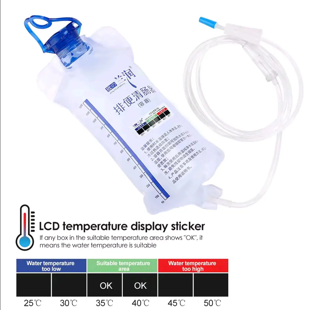 1200 مللي حقنة شرجية عدة سبا الأمعاء إزالة السموم القولون العلاج المائي الشرج والمهبل تنظيف الطبية المنزلية حقنة شرجية حقيبة المرأة الشرج دش