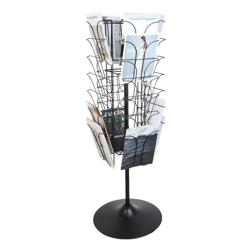 Vertical rotating magazine and newspaper storage data rack, books and newspapers storage