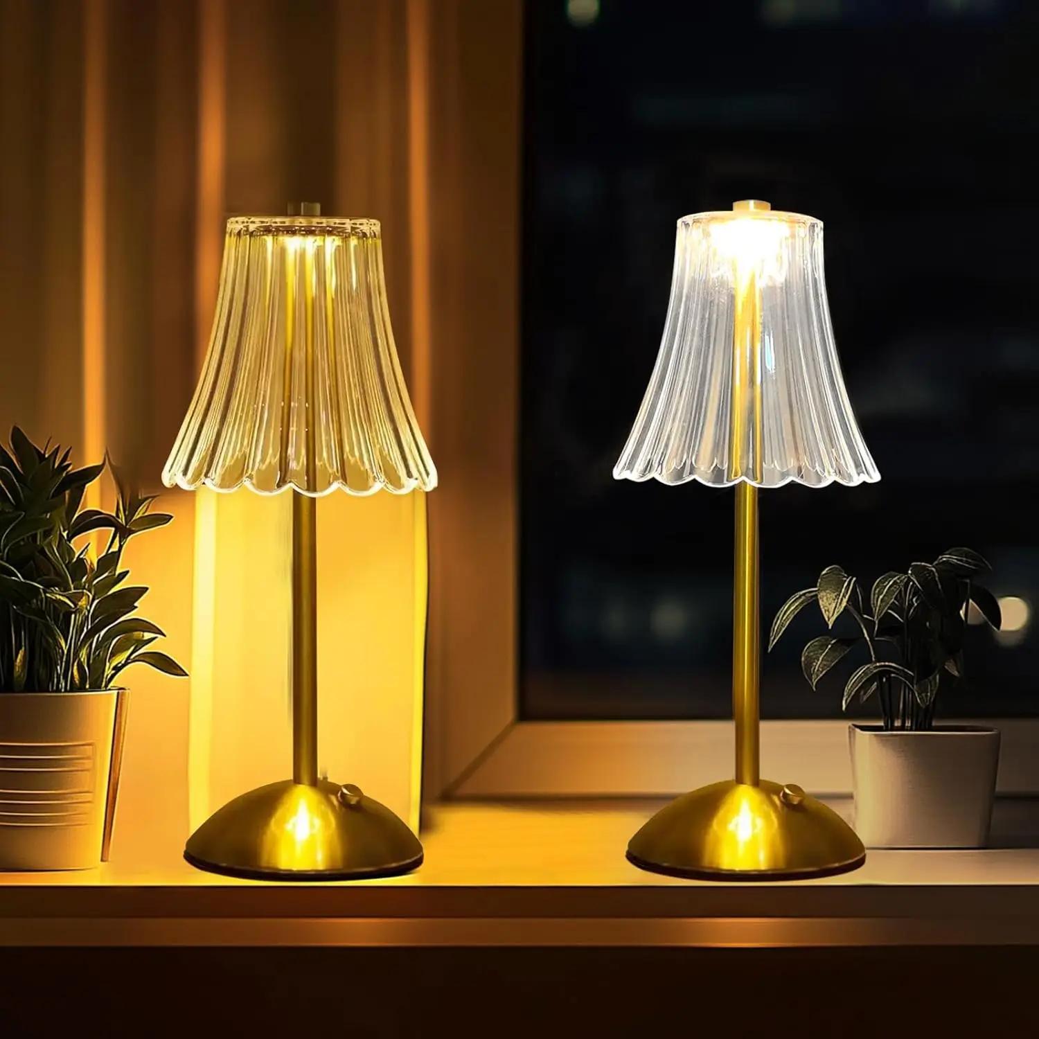 

Metal Crystal Desk Lamp Cordless Small Lamp Rechargeable LED Diamond Desk Lamp 3-color Dimmable Touch Control Desk Lamp