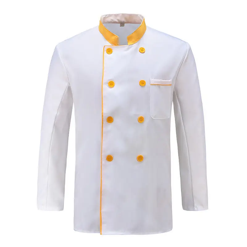 Jaqueta de chef uniforme com logotipo de bordado personalizado, Roupas de cozinha, Serviço para hotel, Fast Food, Panela quente, Cake Shop