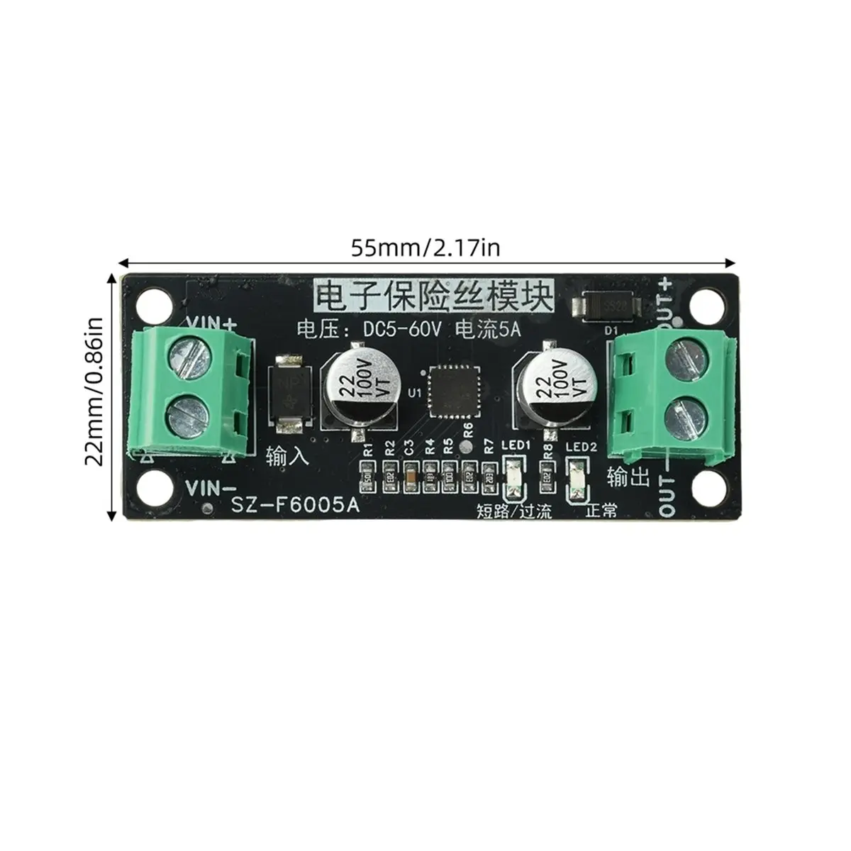Smart Electronic Fuse Module DC 5-60V 5A Overcurrent Short Circuit Protection Board Auto Recovery Resettable Protector