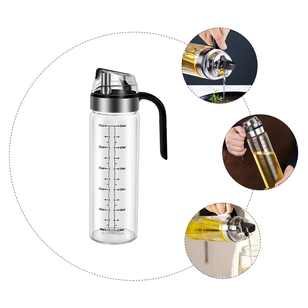 

Oil Holder Household Glass Container Automatic Opening Closing Bottle Large Capacity Oil Storage No Dripping No Hanging