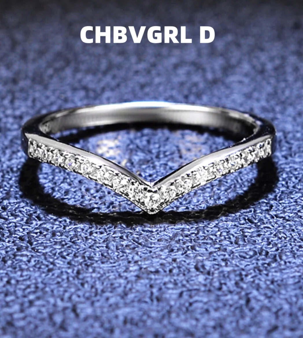 

[V-shaped stacked] Moissanite ring, V-shaped single row ring, crown, female ring, cluster crown, single tail ring, stacked 925