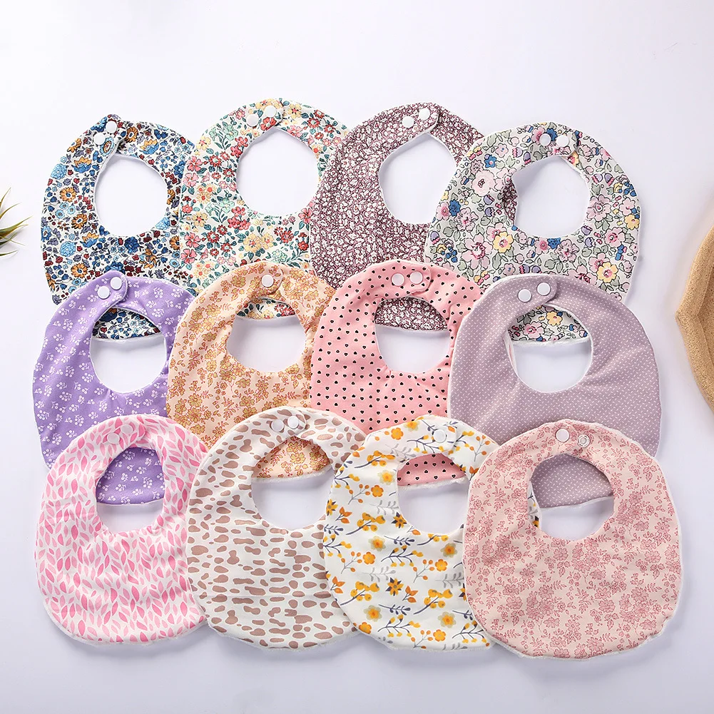 1pc Baby Cotton Floral Print Newborn Absorbent Baby Tassel Bibs Boys Girls Cloths Feeding Smock Stuff Baby Cotton Headband