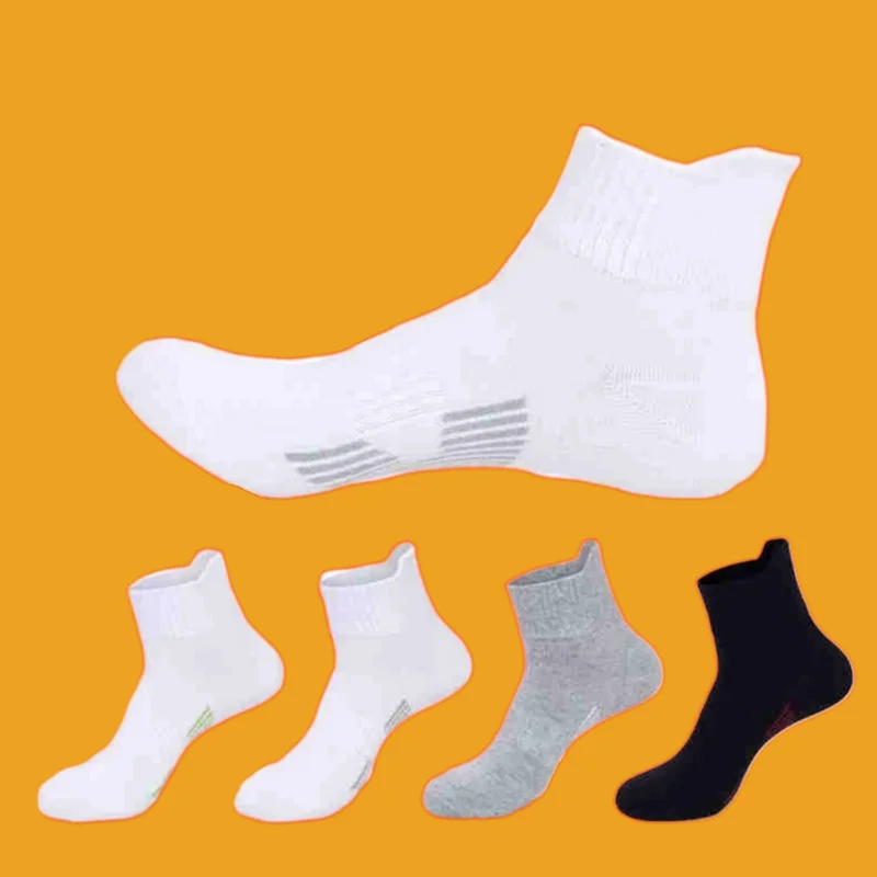 

5 Pairs 2024 Men's Sports Socks 2024 Fashion Men Running White 100% Cotton Male Mid Tube Socks Sweat Absorbing High Quaity Socks