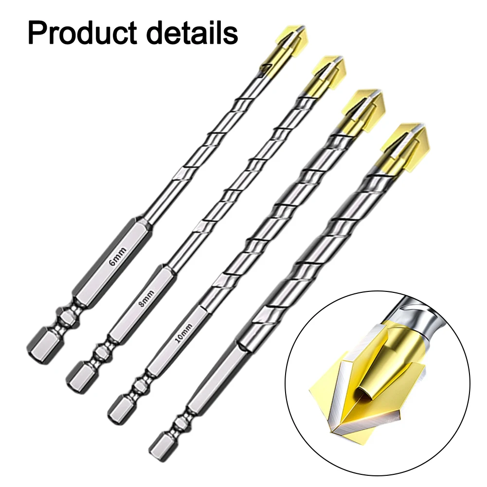 4 Edged Triangular Drill Bit for Concrete and Tile Minimizes Deviation with Enhanced Positioning for Accurate Results
