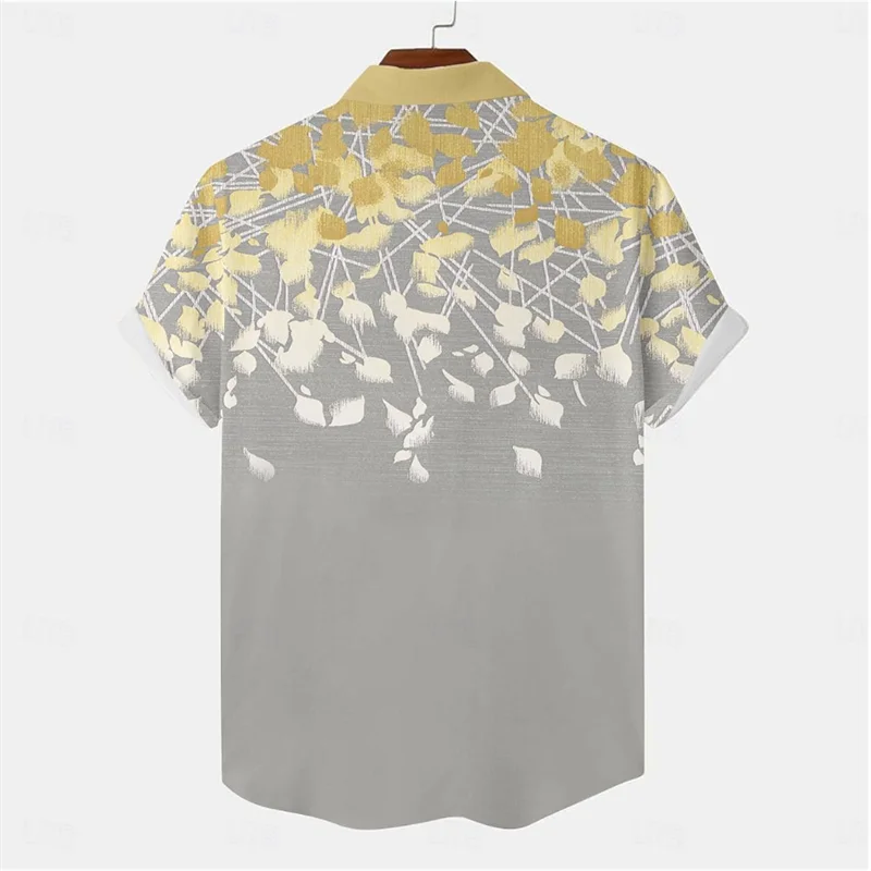 Bloemen Business Casual Heren Bedrukt Shirt Street Work Zomer Revers Korte Mouw Geel 8 Kleuren XS-5XL Snelle Verzending 2024