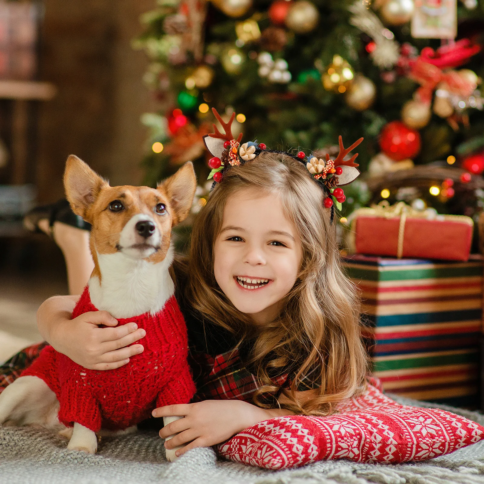 

Christmas Antler Headdress Headband Kids Deer Hair Accessory Photo Prop Party Wear Foam ABS PP Material Comfortable Beautiful