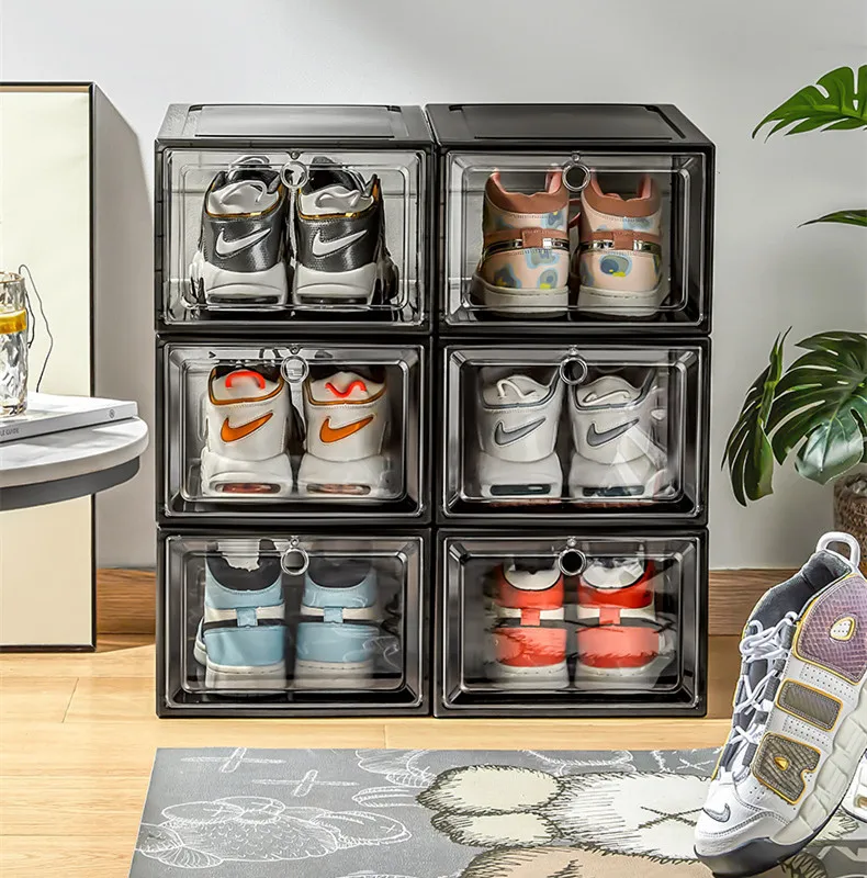 INS Stackable Transparent Shoes Storage Box Home Living Room Sneakers High Heels Dustproof Shoe Box Shoe Cabinet