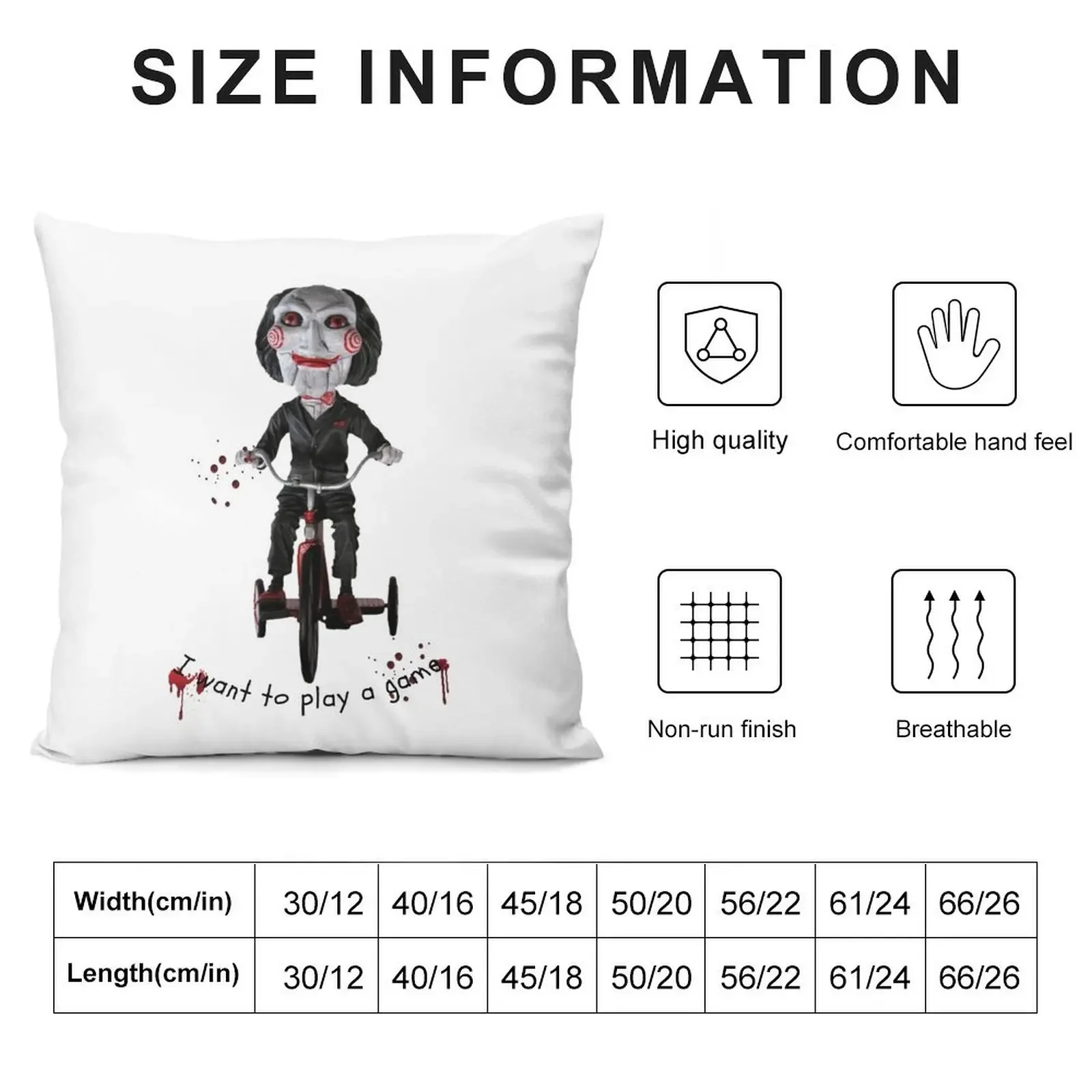 SAW - Jigsaw - I want to play a game Throw Pillow Anime Cushions Cover Embroidered Cushion Cover pillow