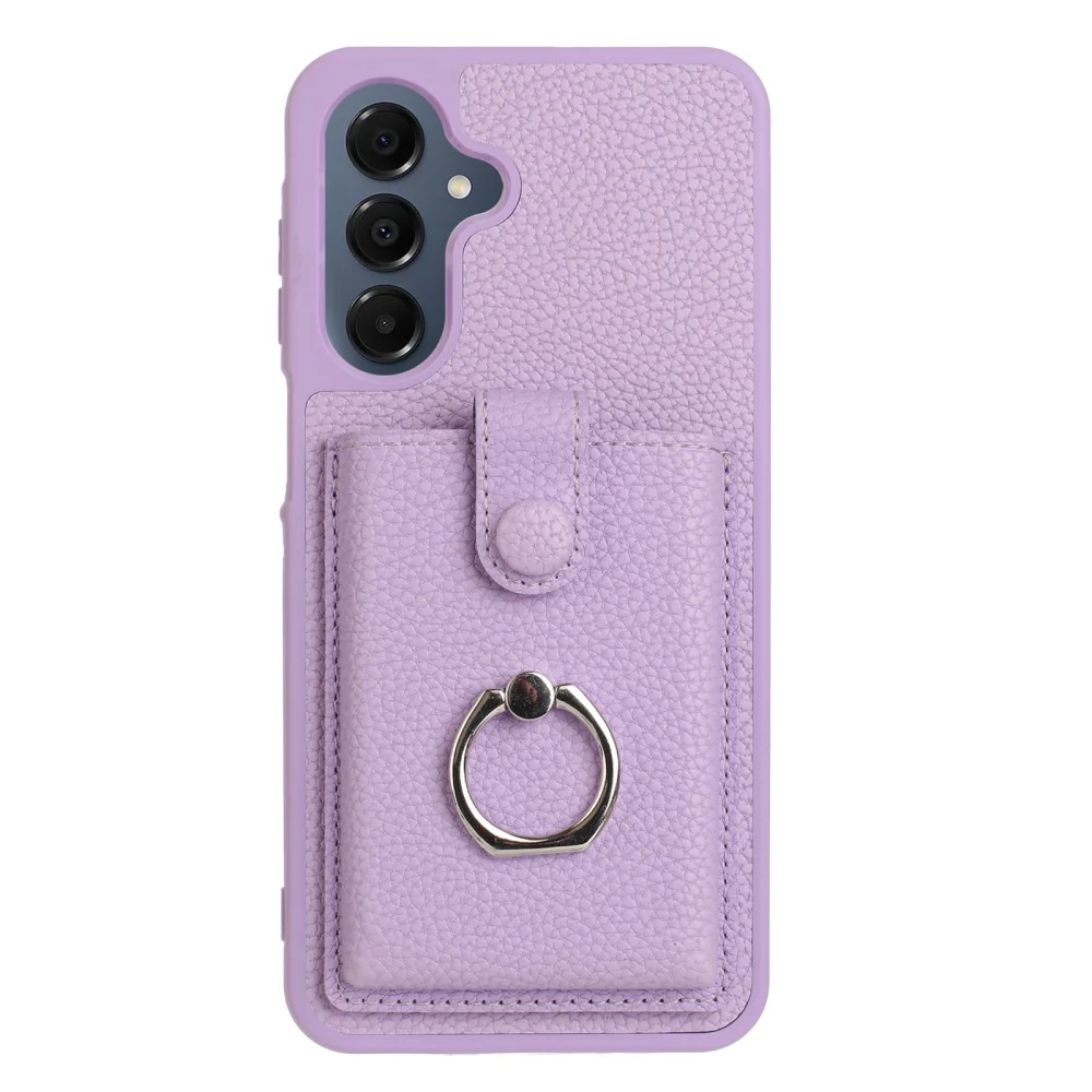 Luxury Card Slot Ring Holder Leather Phone Case For Samsung S25 S24 S26 Ultra S23 S22 S21 Plus FE A55 A36 A16 Shockproof Cover