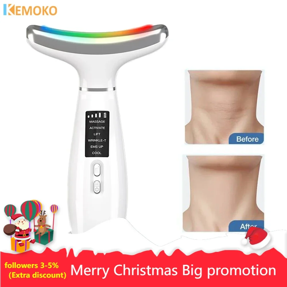 EMS Microcurrent V Line Face Neck Chin Lifting Beauty Care Device LED Photon Firming Rejuvenation Anti Wrinkle Facial Massager