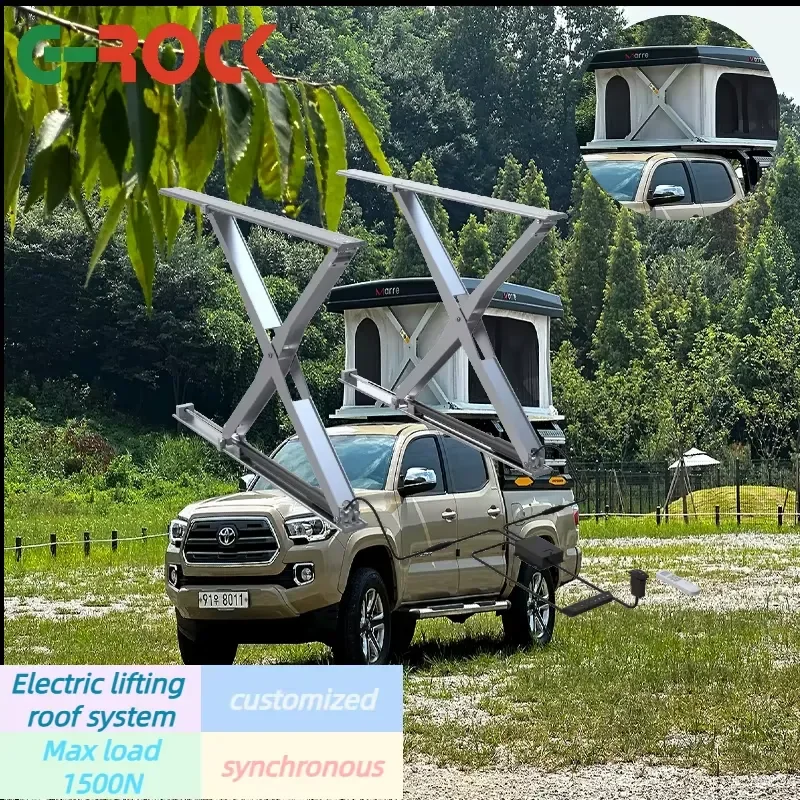 Electric pop canopy kit with 12V linear actuators for caravans