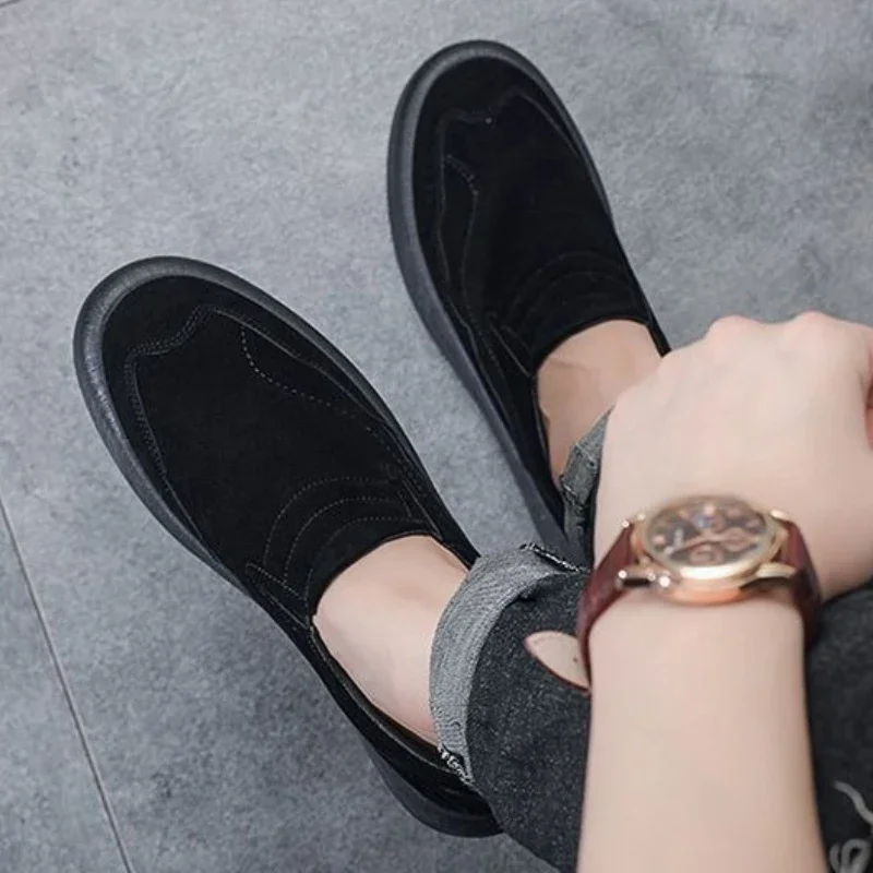 

Round Toe Retro Style Male Shoe Wear to Work High Quality Sneakers Fashion Non-leather Elegant Legitimate Men's Casual Shoes