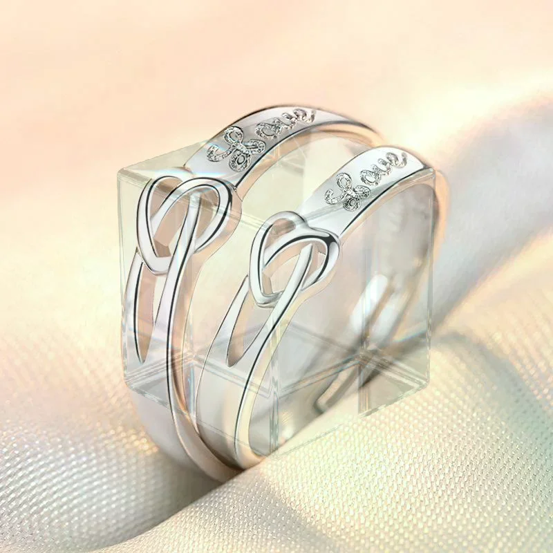 2pcs Couple Rings Sparkly Zircon For Women And Men Superior Luxury Wedding Jewelry Anniversary Gift