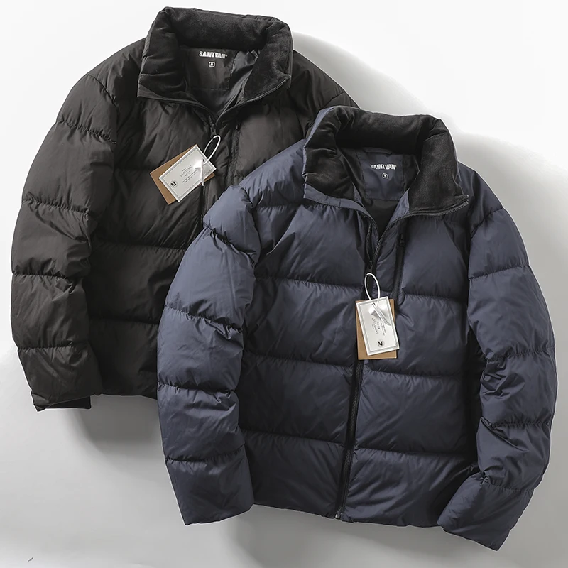 

Winter New Thiened High Fluffy Men's Outdoor Windproof Cold-resistant Stand Collar down Jaet 90 White Du down Bread Coat