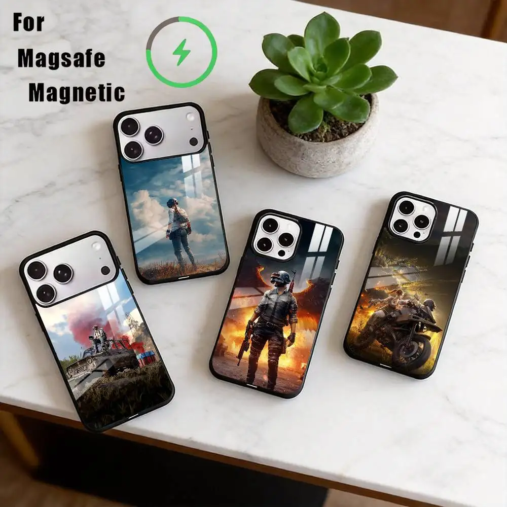 

P-PUBG M-MOBILE Phone Case For iPhone17,16,15,14,13,12,11 Plus,Pro Magnetic For Magsafe Wireless Charging
