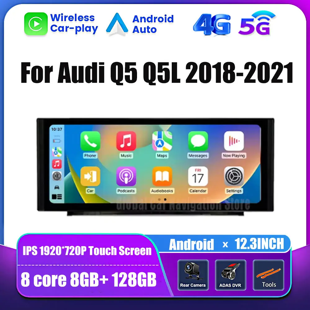 

Android 12.3'' For Audi Q5 Q5L 2018-2021 Car Multimedia Player GPS Navigation Radio CarPlay Video Stereo Carplay Auto 4G LTE