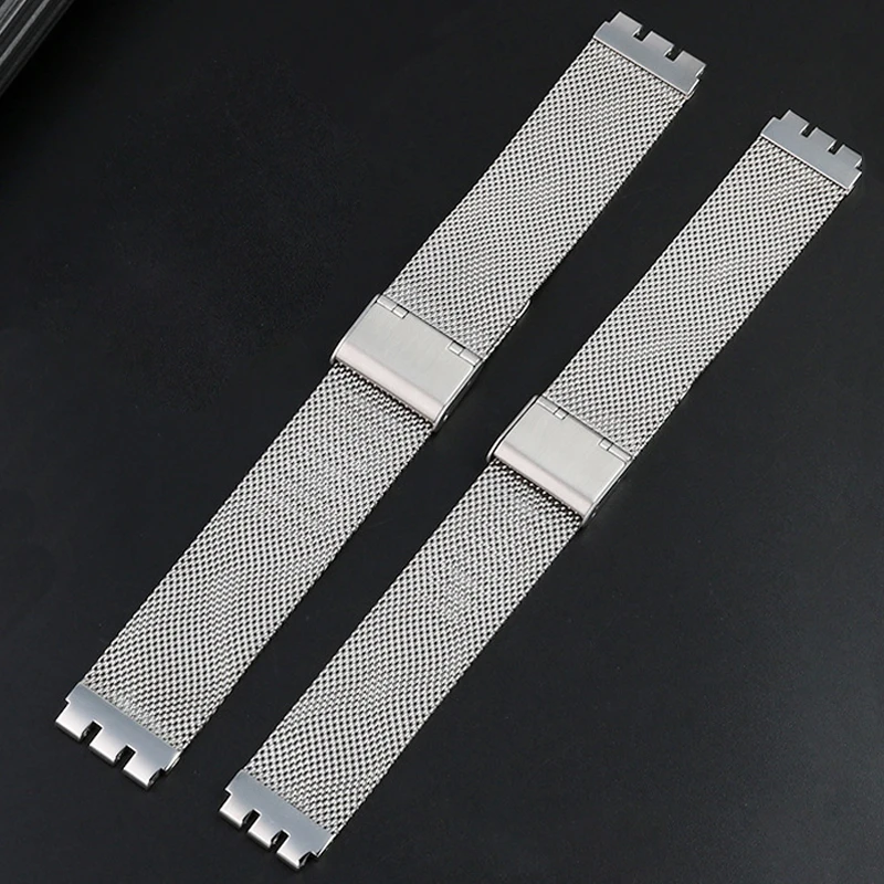 Stainless Steel Watch Strap 17mm 19mm for Swatch Series Replacement Bracelet Milanese Watch Band Men Women Metal Sport WristBand