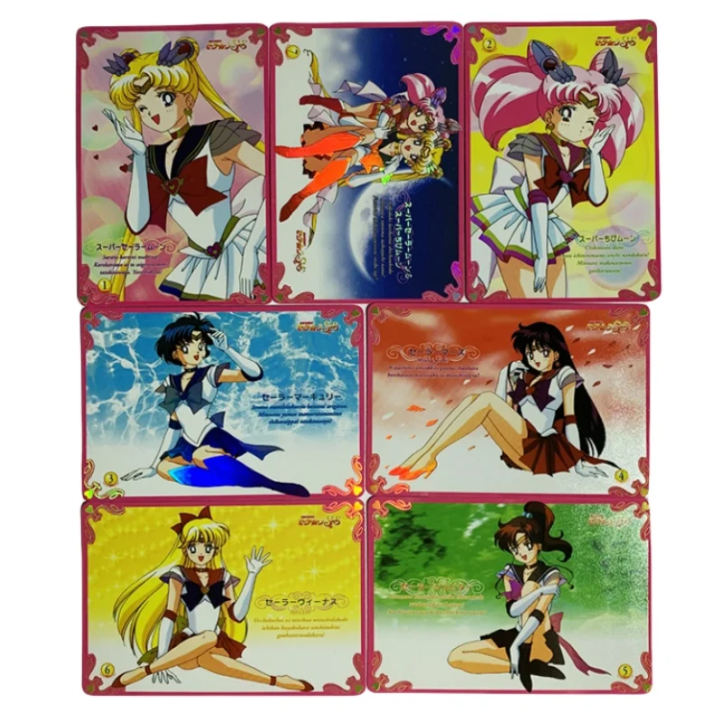 7 Sheets Sailor Moon Flash Card Tsukino Usagi Chibiusa Aino Minako Gorgeous Series Diy Anime Collection Action Toy Figures Gifts