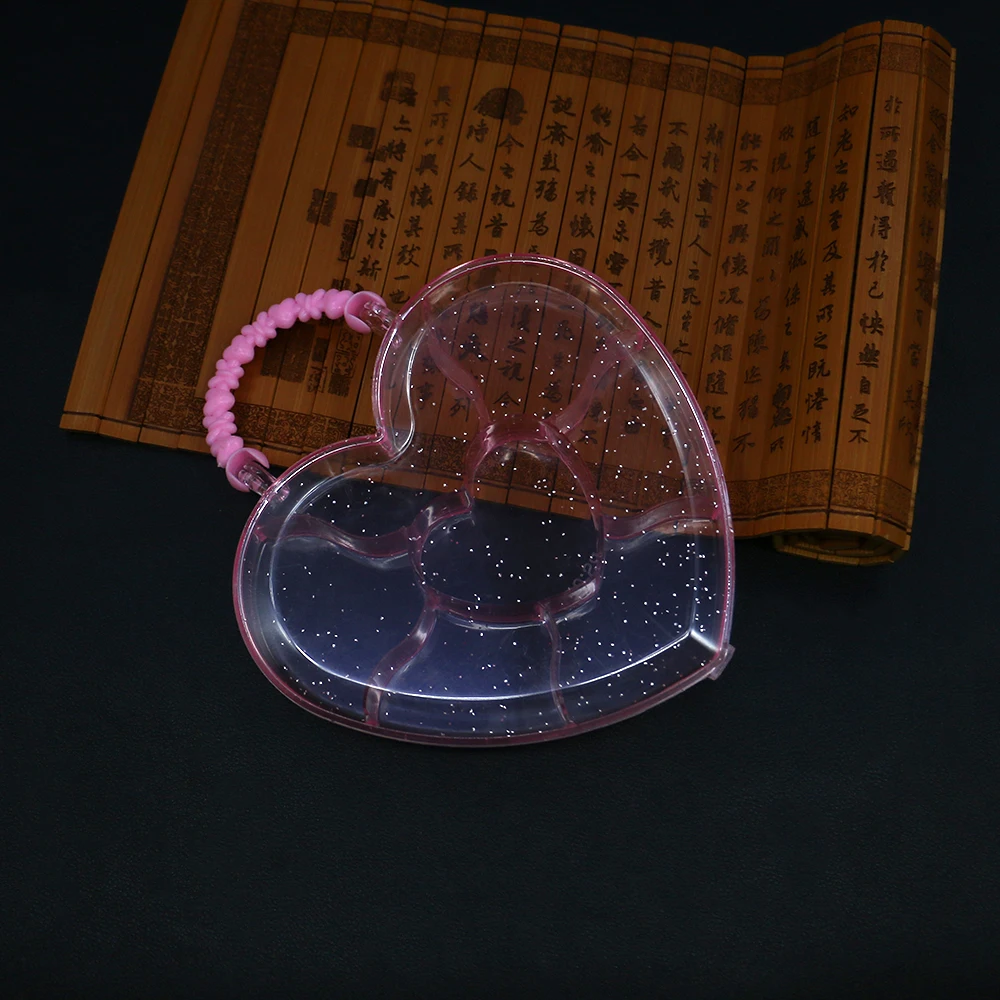 Cute Pink Heart-shaped Jewelry Packaging Box 112x139mm Transparent Plastic Multi-compartment Design DIY Material Storage Tool