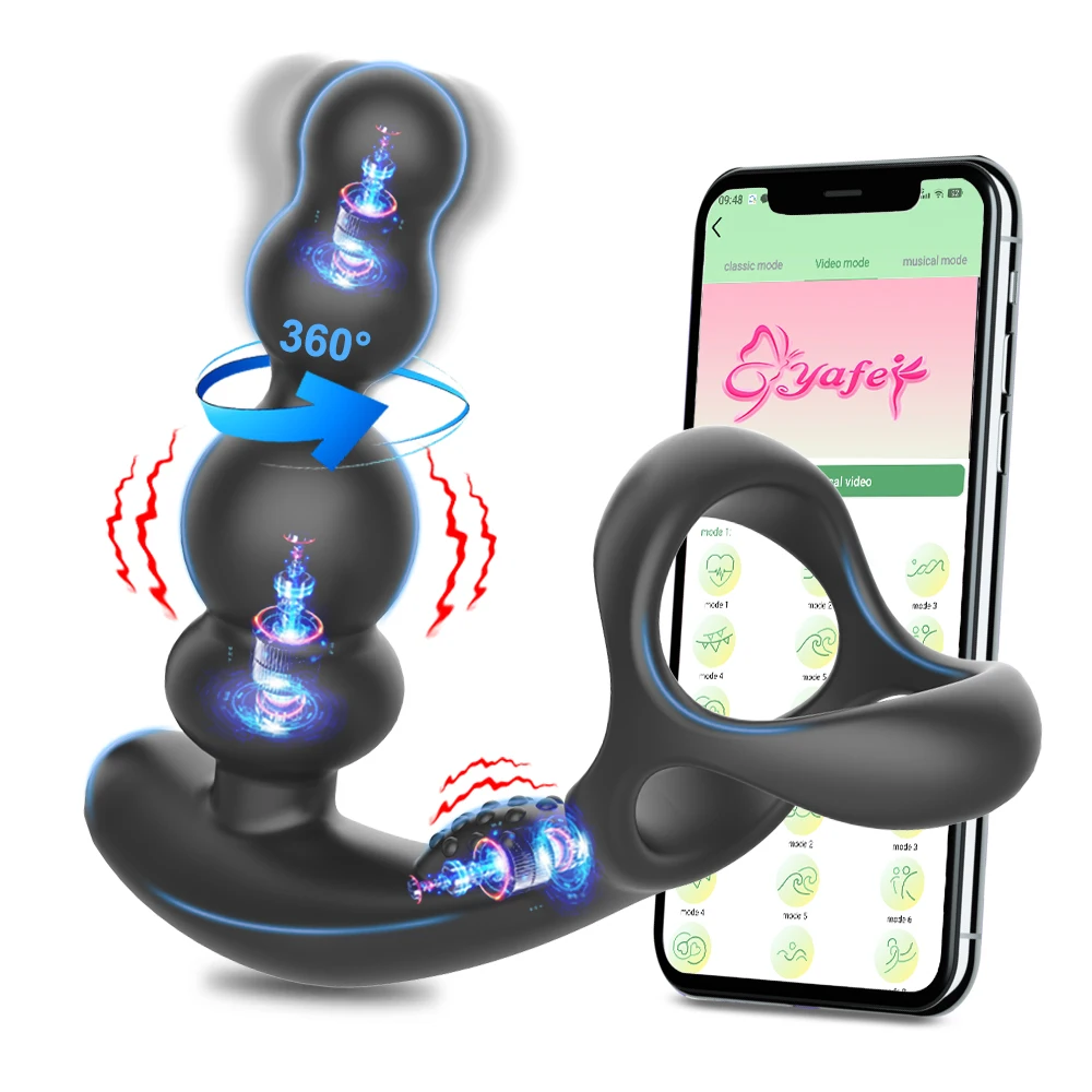 Remote Control Male Prostate Massager Vibrator 360Rotate Toy Vibrator Ring Plugs Masturbator dildo Anal Butt Sex Plug Wearable