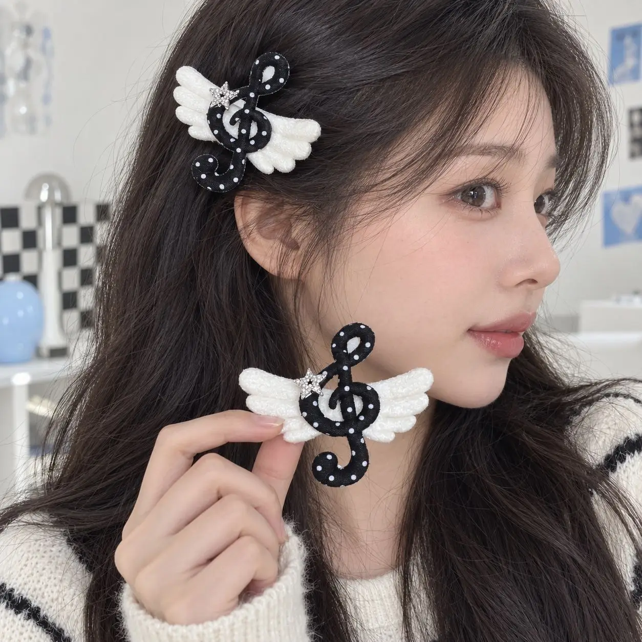 Music Note Wing Hair Clips Sweet Japanese Polka Dot Star Side Barrettes Fashion Daily Party Hair Accessories