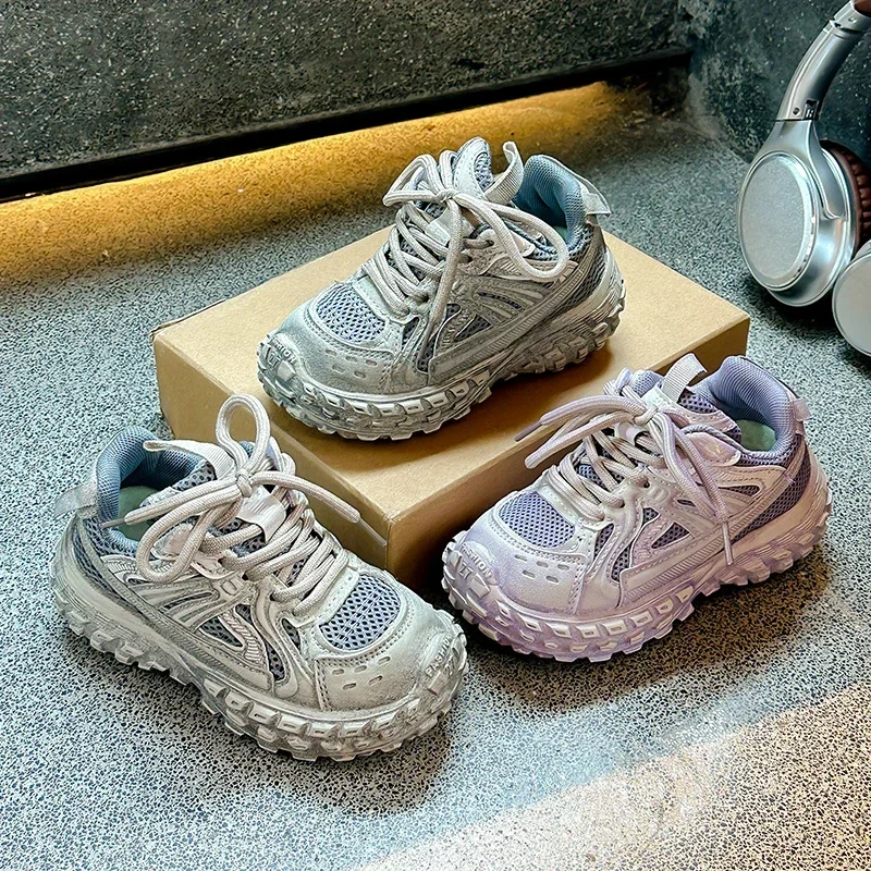 Chaussures de course antidérapantes pour enfants, baskets en maille respirante pour garçons et filles, nouvelle collection printemps-automne 2025, chaussures de sport pour enfants, fond épais et souple